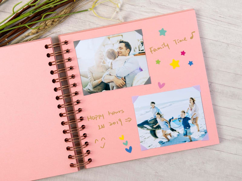 potricher 8 x 8 Inch DIY Scrapbook Photo Album 80 Pages Thick Kraft Blank Pink Paper Memory Book for Wedding and Anniversary Family (Pink, 8 Inch) - Image 3